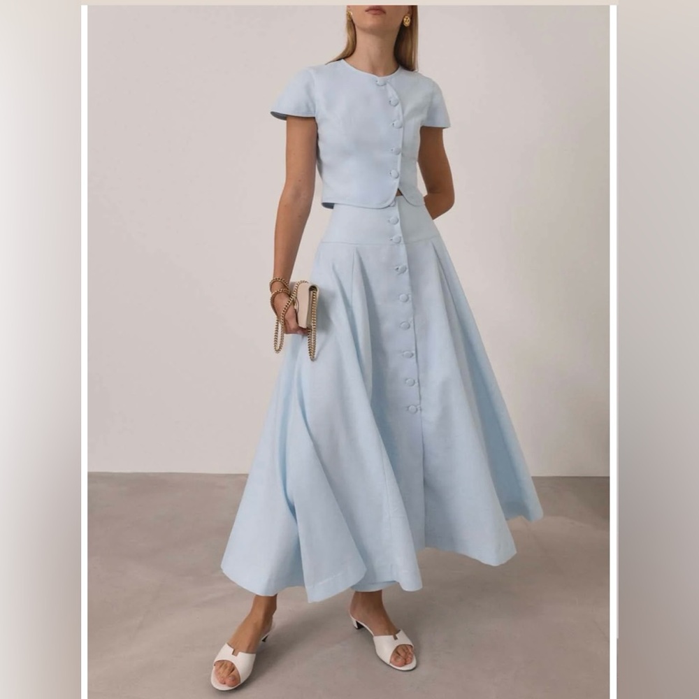 Vita Grace Linen Blue Coord Set